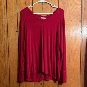 Maurices Deep Red Long Sleeve V-Neck Top